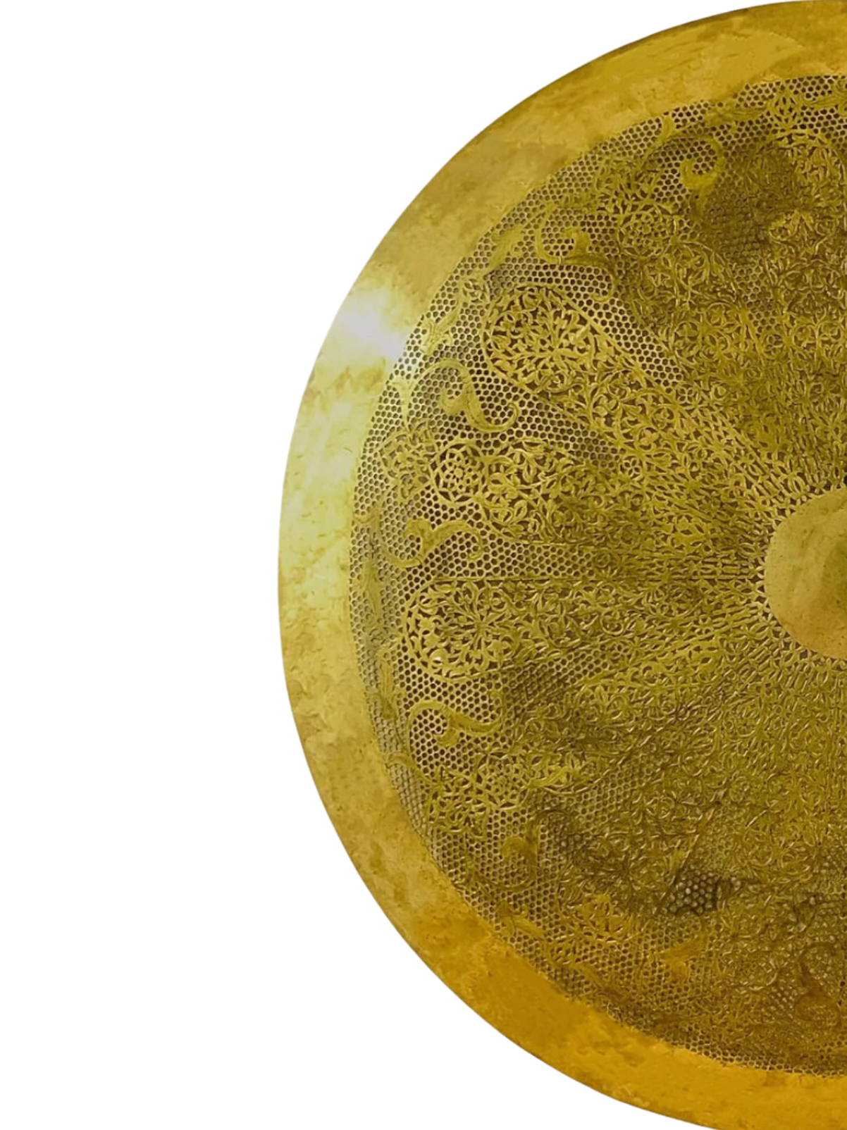 Handmade Moroccan Brass Flush Mount Ceiling Light – Pierced Round Lamp