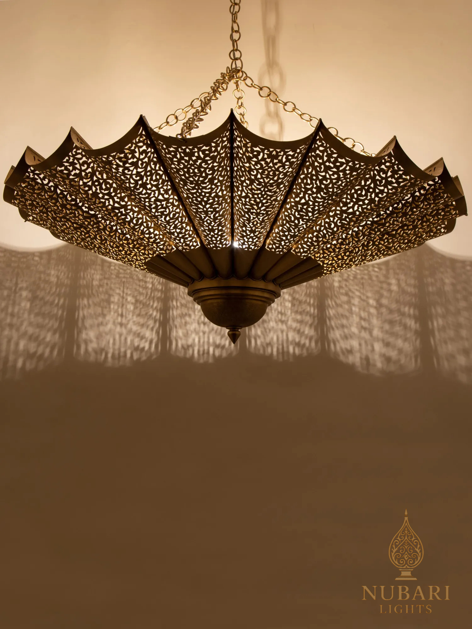 Handmade Moroccan Parasol Brass Chandelier – 80cm Ceiling Light Handmade Moroccan Parasol Brass Chandelier – 80cm Ceiling Light