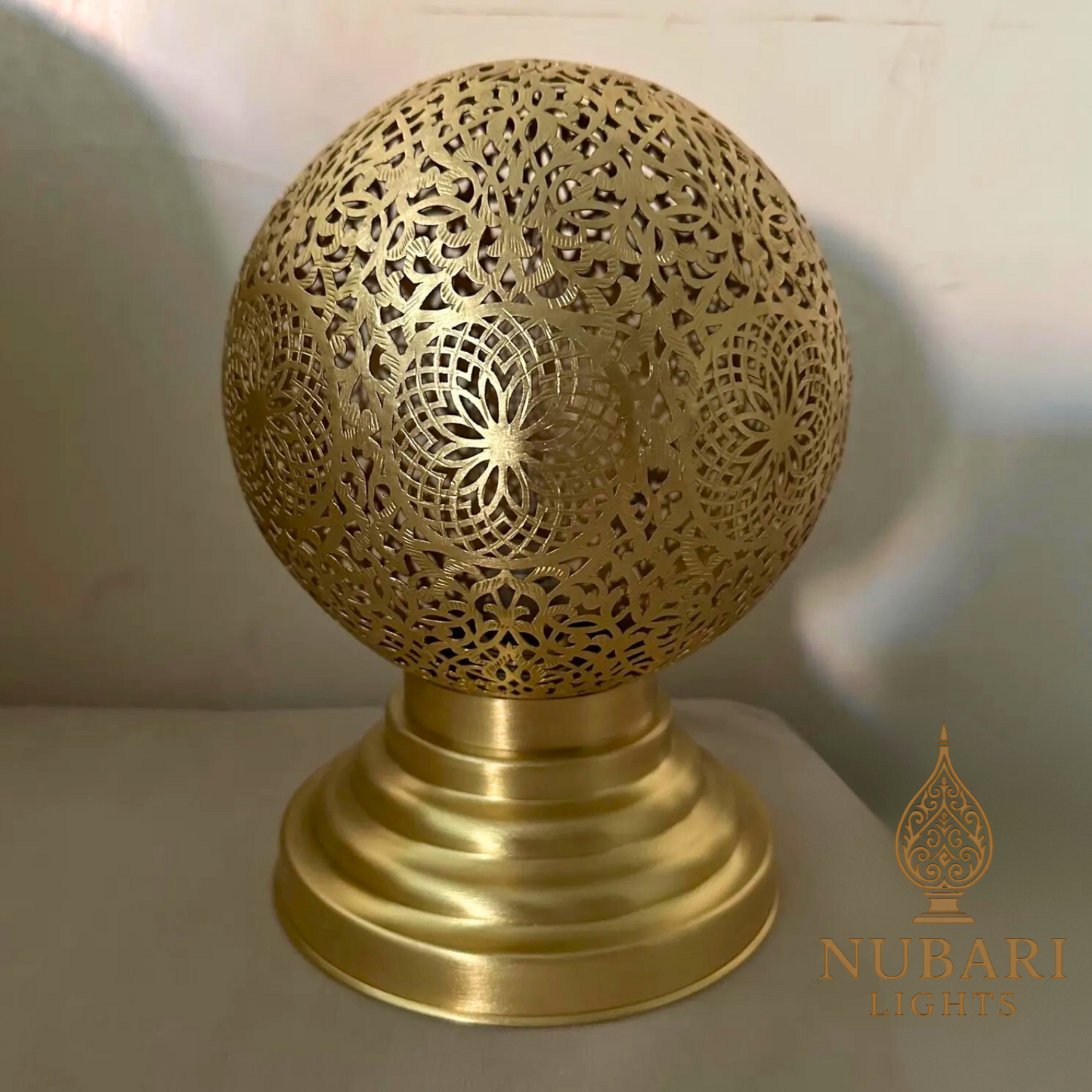 Handmade Moroccan Brass Globe Table Lamp – Pierced Round Design