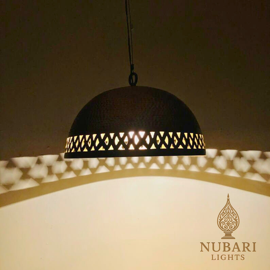 Hammered Brass Dome Pendant Light | Handmade Moroccan Ceiling Lamp | Boho Farmhouse Lighting | Kitchen Island Light Fixture | Brass Chandelier