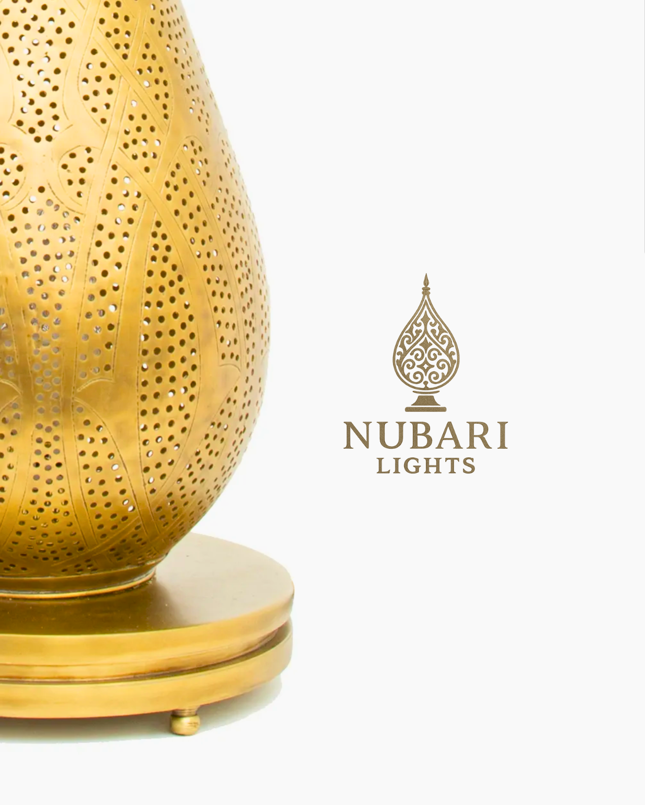 Handmade Moroccan Teardrop Brass Table Lamp – Elongated Pierced Design