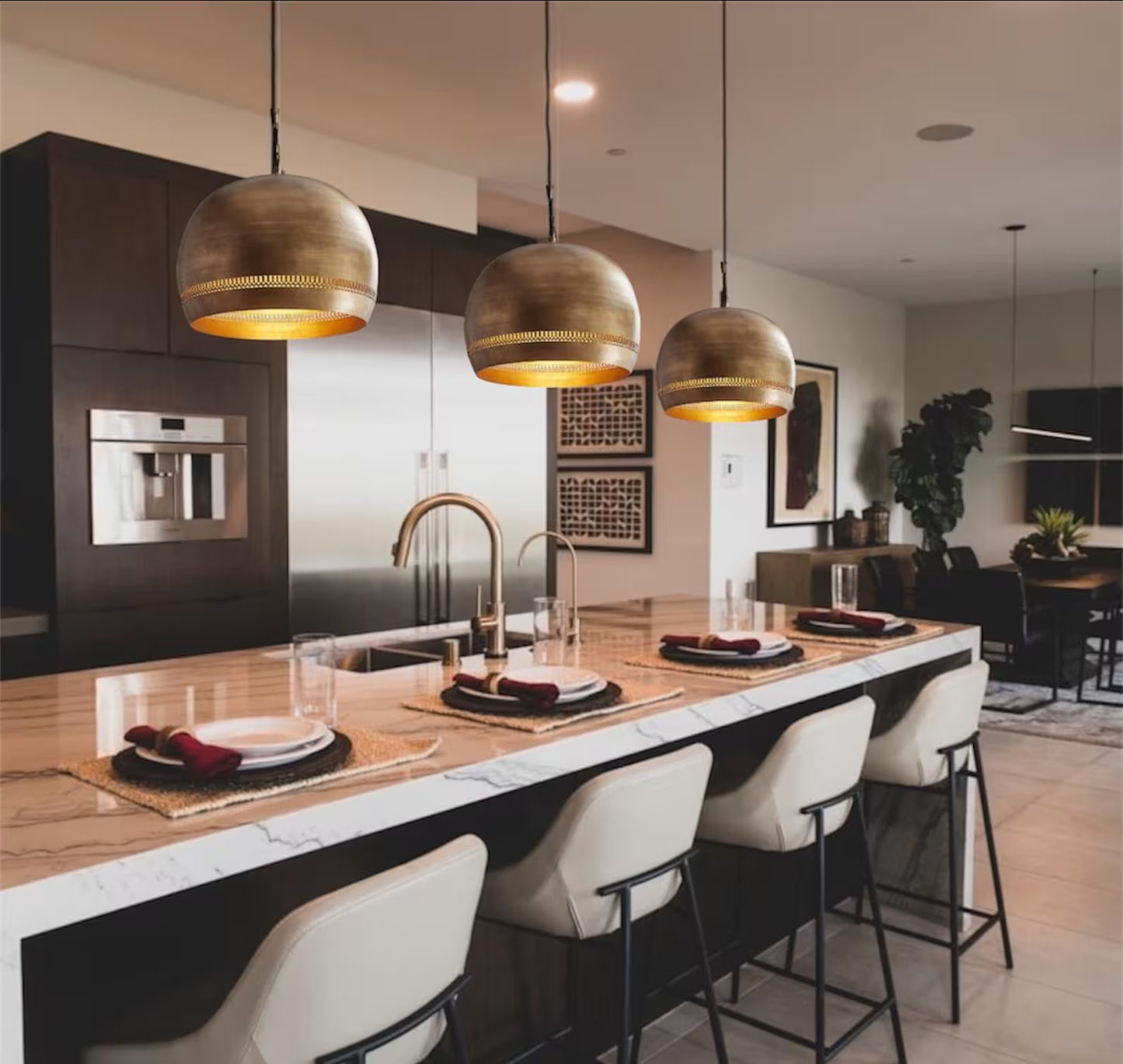 Handmade Moroccan Brass Dome Pendant Light – Gold Finish