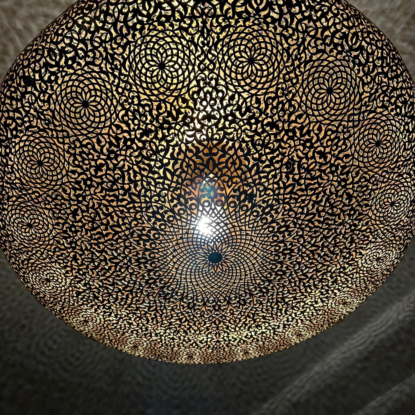 Handmade Moroccan Brass Flush Mount Light – Pierced Ceiling Lamp – Moroccan Chandelier