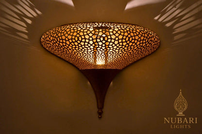Moroccan Brass Wall Lamp – Handmade Balloon Sconce – Oriental Brass Light