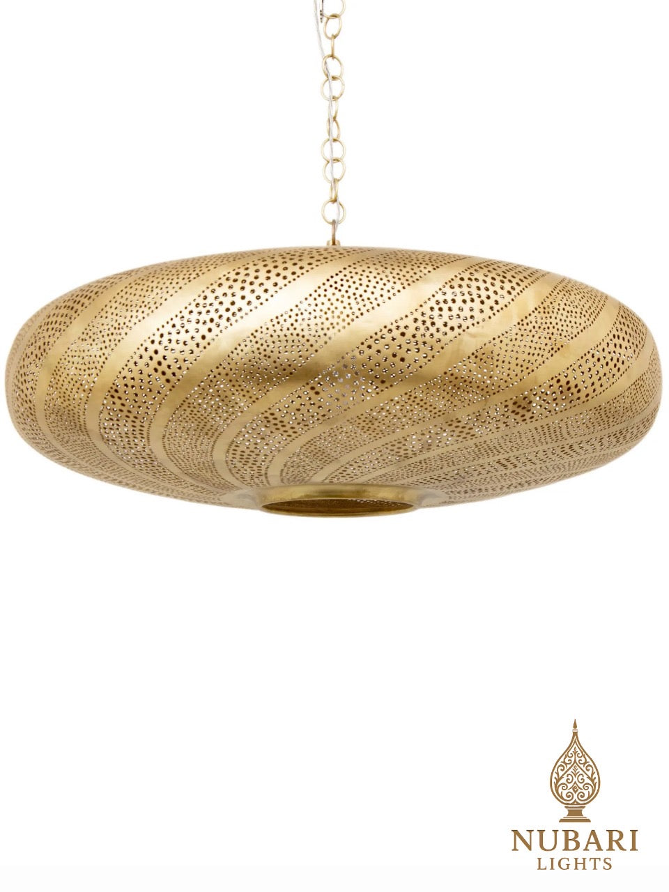 Handmade Moroccan Brass Pendant Light – Pierced Wave Pattern Chandelier