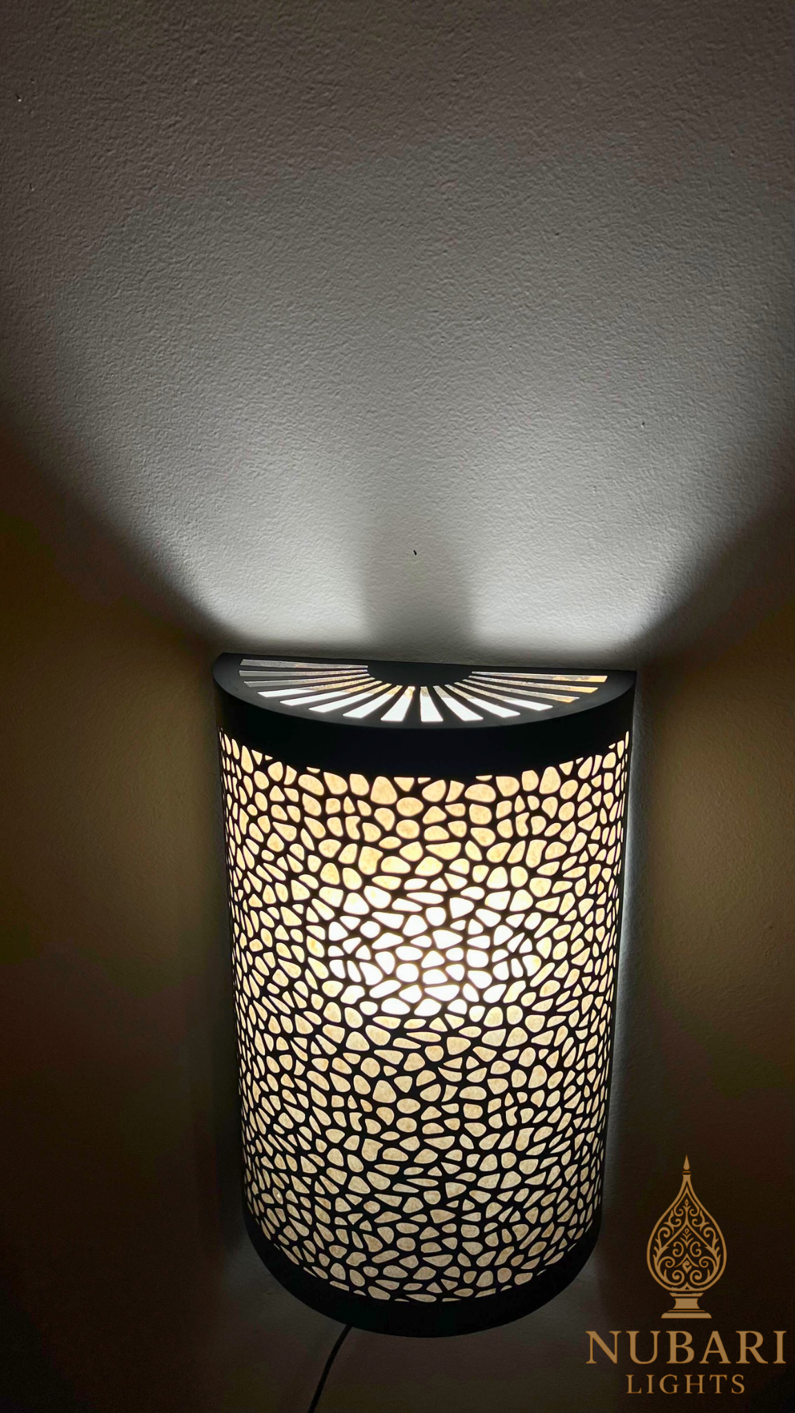 Handmade Moroccan Brass Wall Light – Cylindrical Pierced Sconce