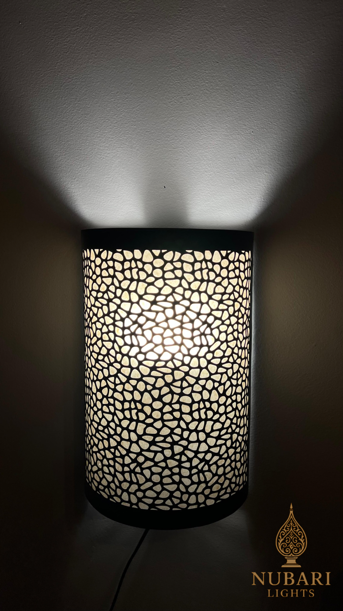 Handmade Moroccan Brass Wall Light – Cylindrical Pierced Sconce