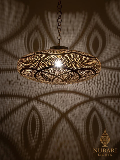 Handmade Moroccan Brass Chandelier – Eye Pattern Pierced Pendant Light