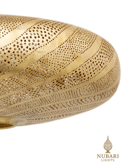 Handmade Moroccan Brass Pendant Light – Pierced Wave Pattern Chandelier