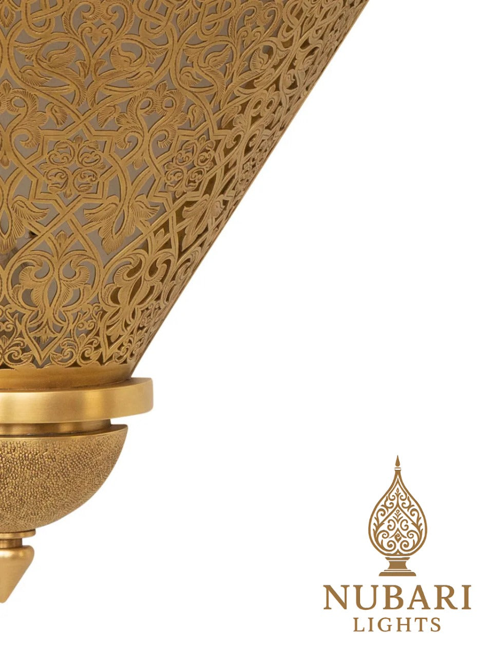 Handmade Moroccan Brass Wall Light – Inverted Half-Cone Sconce – Oriental Pierced Lighting