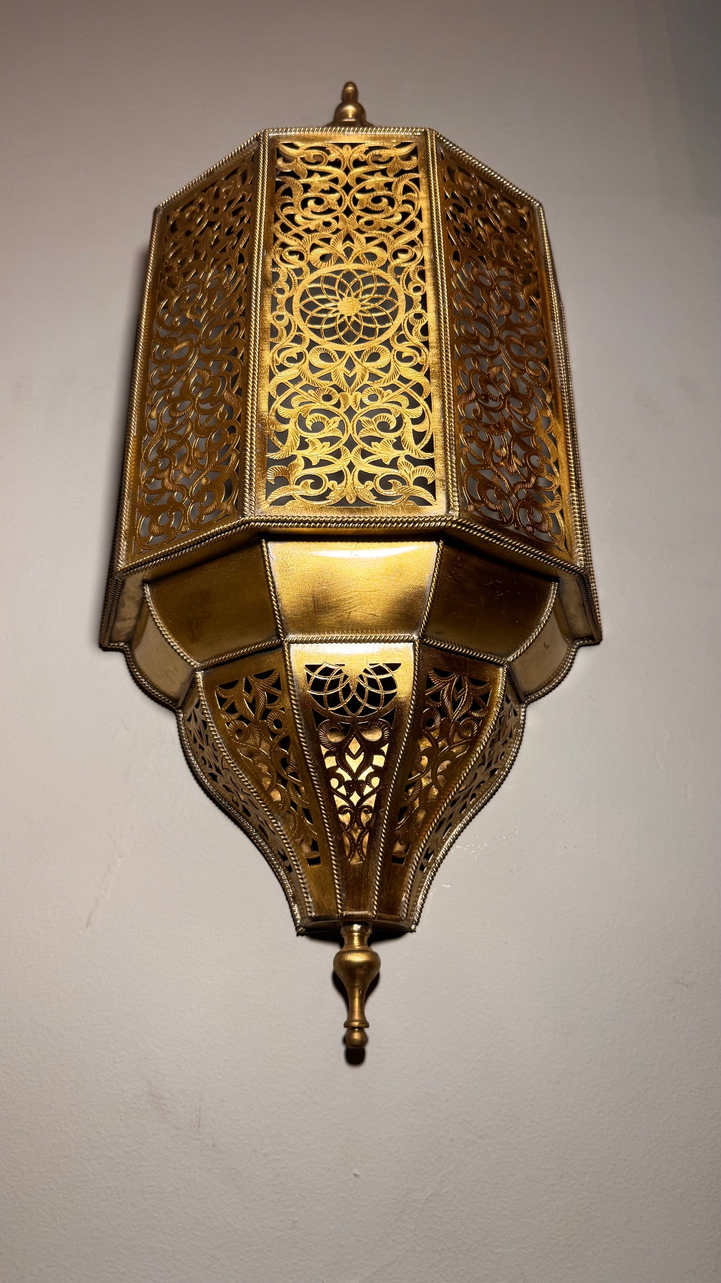 Handmade Moroccan Brass Wall Lantern – Oriental Pierced Sconce