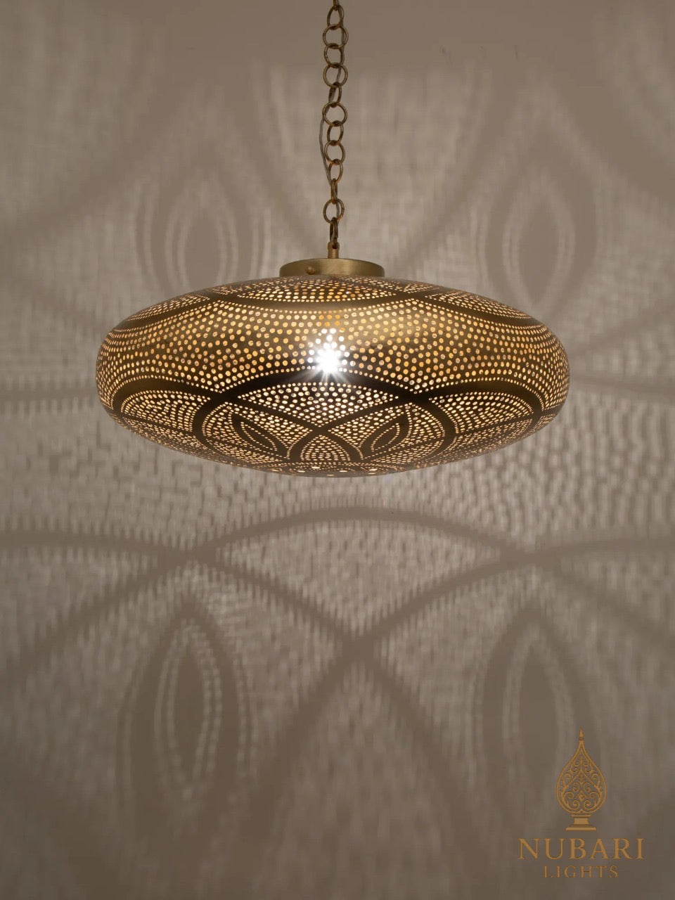 Handmade Moroccan Brass Chandelier – Eye Pattern Pierced Pendant Light