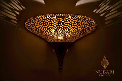 Moroccan Brass Wall Lamp – Handmade Balloon Sconce – Oriental Brass Light