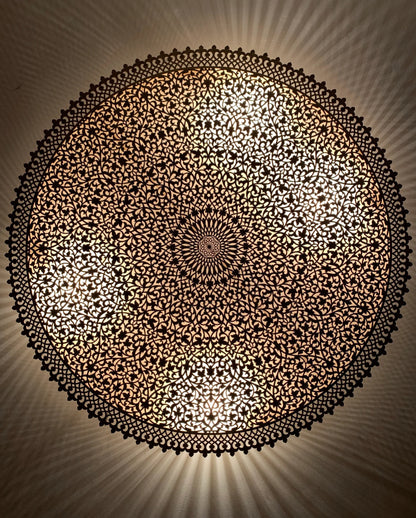 Handmade Moroccan Flush Mount Brass Light – Ceiling Fixture with Oriental Shadow Patterns
