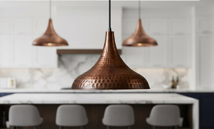 Handmade Hammered Copper Dome Pendant – Rustic Farmhouse Lighting – Moroccan Vintage Ceiling Light