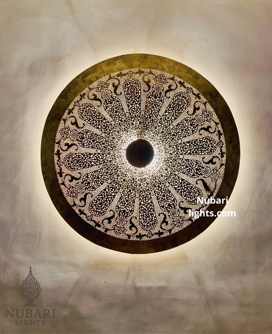 Handmade Moroccan Brass Flush Mount Ceiling Light – Pierced Round Lamp