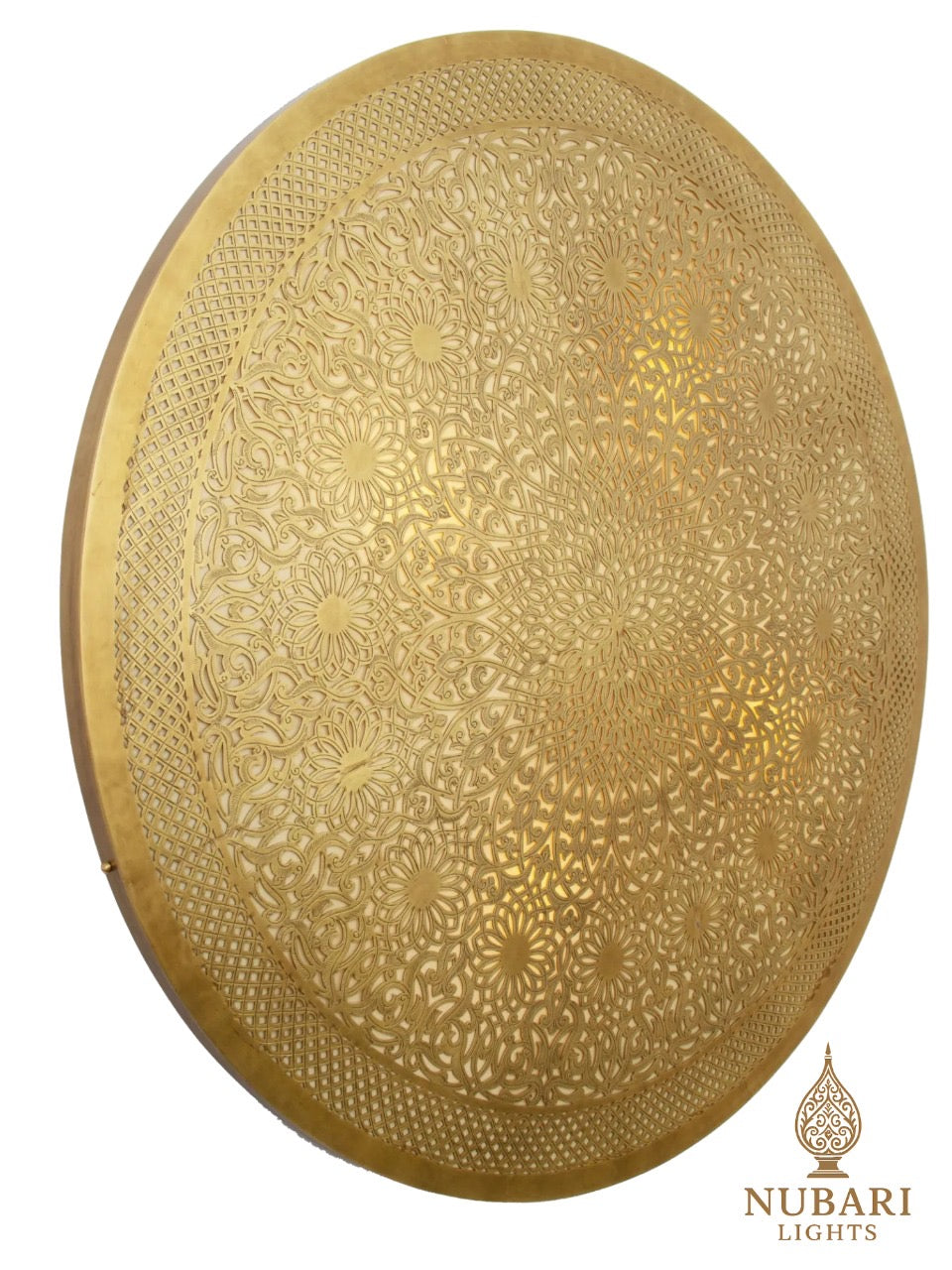 Handmade Moroccan Brass Wall Sconce – Large Moorish Round Lamp – Geometric Wall & Ceiling Light Fixture