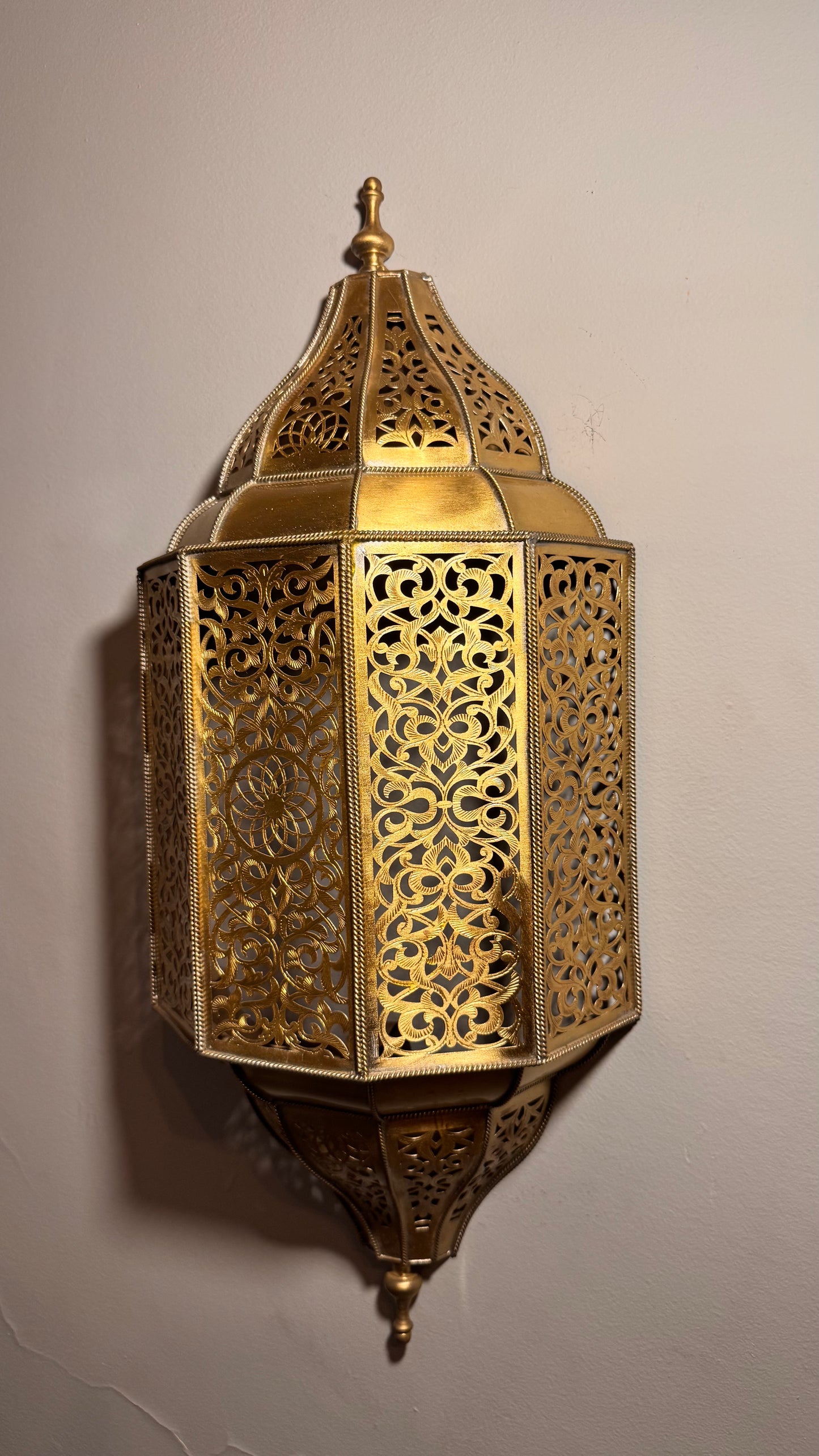 Handmade Moroccan Brass Wall Lantern – Oriental Pierced Sconce