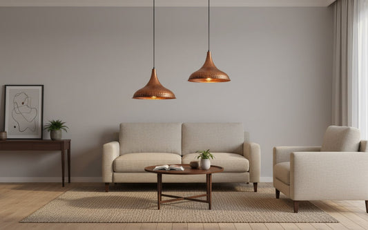 Handmade Hammered Copper Dome Pendant – Rustic Farmhouse Lighting – Moroccan Vintage Ceiling Light