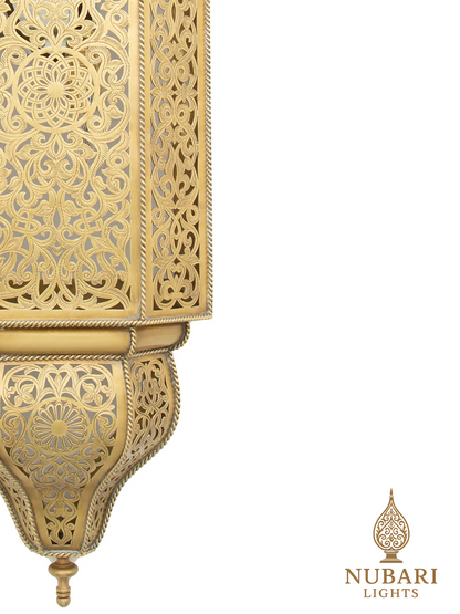 Handmade Moroccan Brass Wall Lantern – Pierced Oriental Sconce