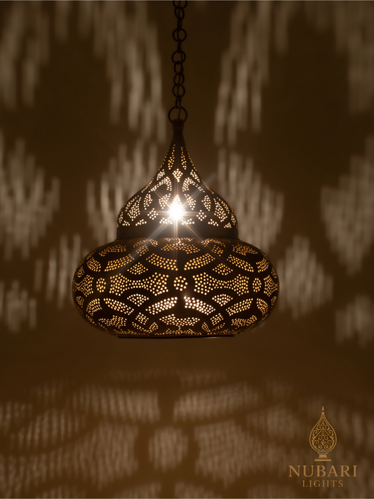 Farah Moroccan Brass Ceiling Pendant – Handmade Engraved Light (2 Sizes)