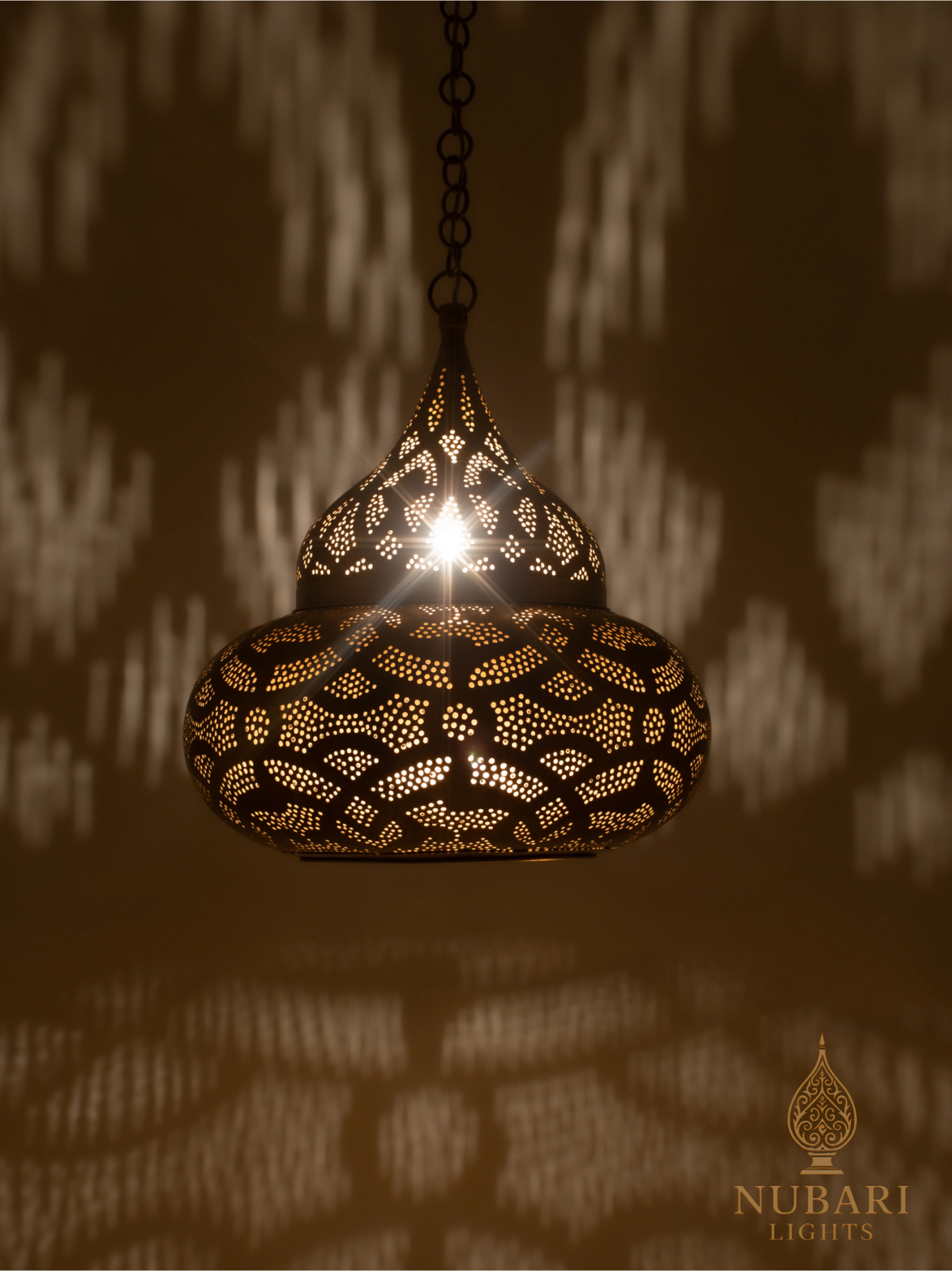 Farah Moroccan Brass Ceiling Pendant – Handmade Engraved Light (2 Sizes)