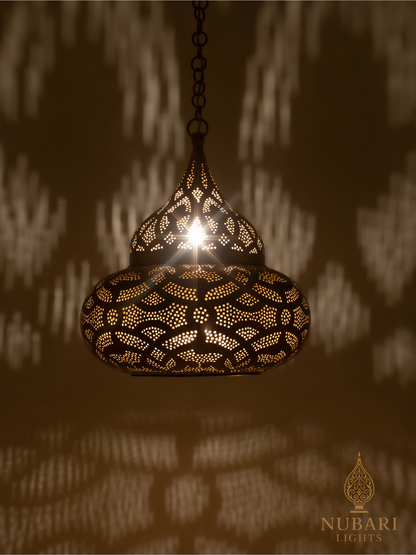 Farah Moroccan Brass Ceiling Pendant – Handmade Engraved Light (2 Sizes)