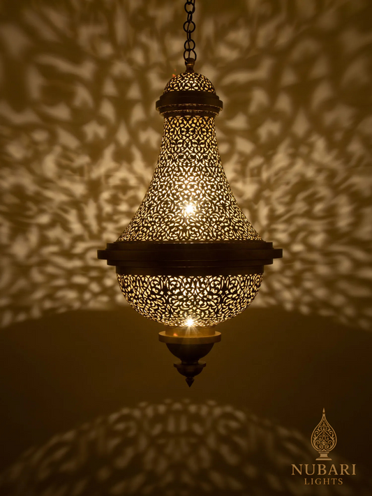 Handmade Moroccan Brass Pendant Lamp – Large Teardrop Chandelier