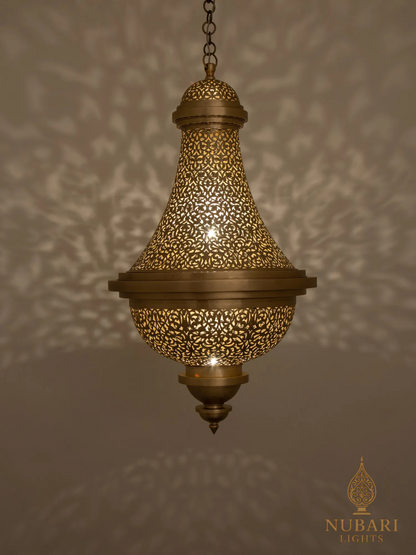 Handmade Moroccan Brass Pendant Lamp – Large Teardrop Chandelier