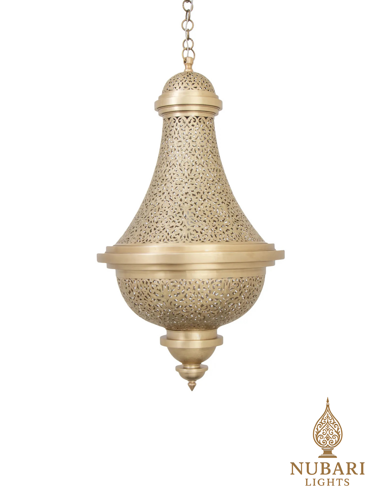 Handmade Moroccan Brass Pendant Lamp – Large Teardrop Chandelier