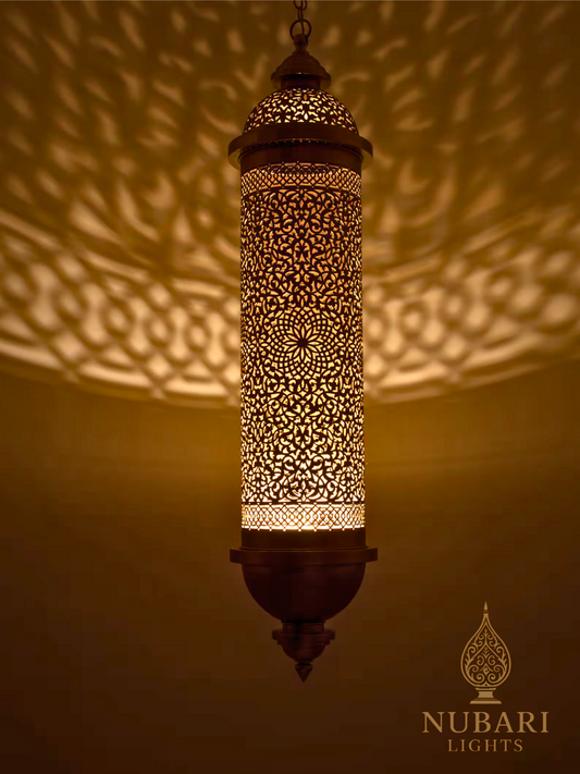 Moroccan Brass Cylinder Pendant Light – Handmade Lighting by Nubarilights