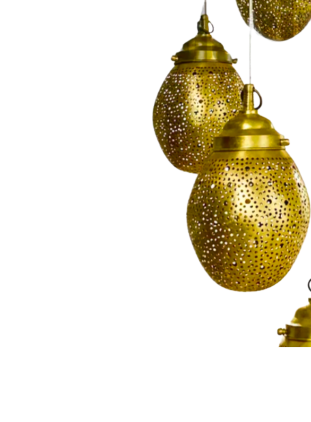 Egg Cluster Moroccan Brass Ceiling Lamp – Handmade Pierced Chandelier