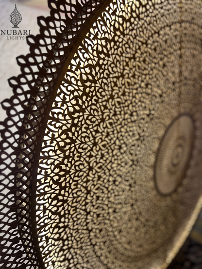 Handmade Moroccan Flush Mount Brass Light – Ceiling Fixture with Oriental Shadow Patterns