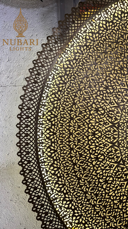 Handmade Moroccan Flush Mount Brass Light – Ceiling Fixture with Oriental Shadow Patterns