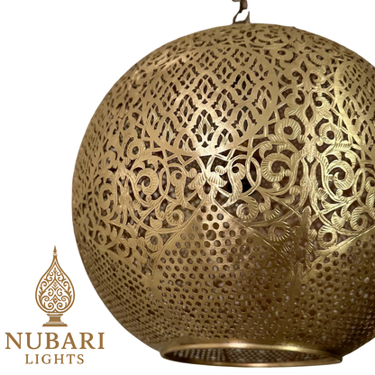 Handmade Moroccan Brass Globe Pendant Light – Oriental Ceiling Lamp – Boho Shadow Chandelier