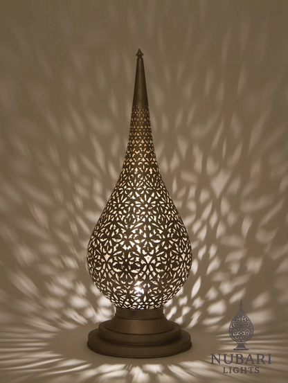 Handmade Moroccan Flame Brass Table Lamp – Pierced Antique Design