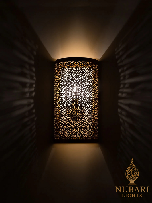 Handmade Moroccan Brass Wall Sconce – Oriental Pierced Light Fixture