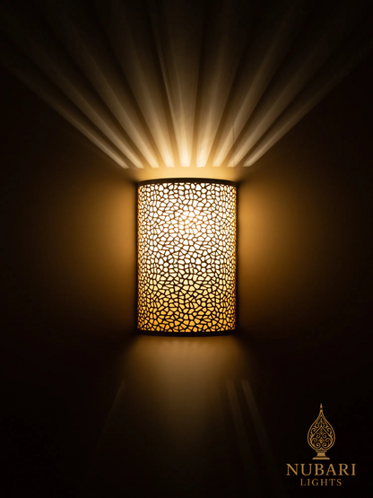 Handmade Moroccan Brass Wall Light – Cylindrical Pierced Sconce
