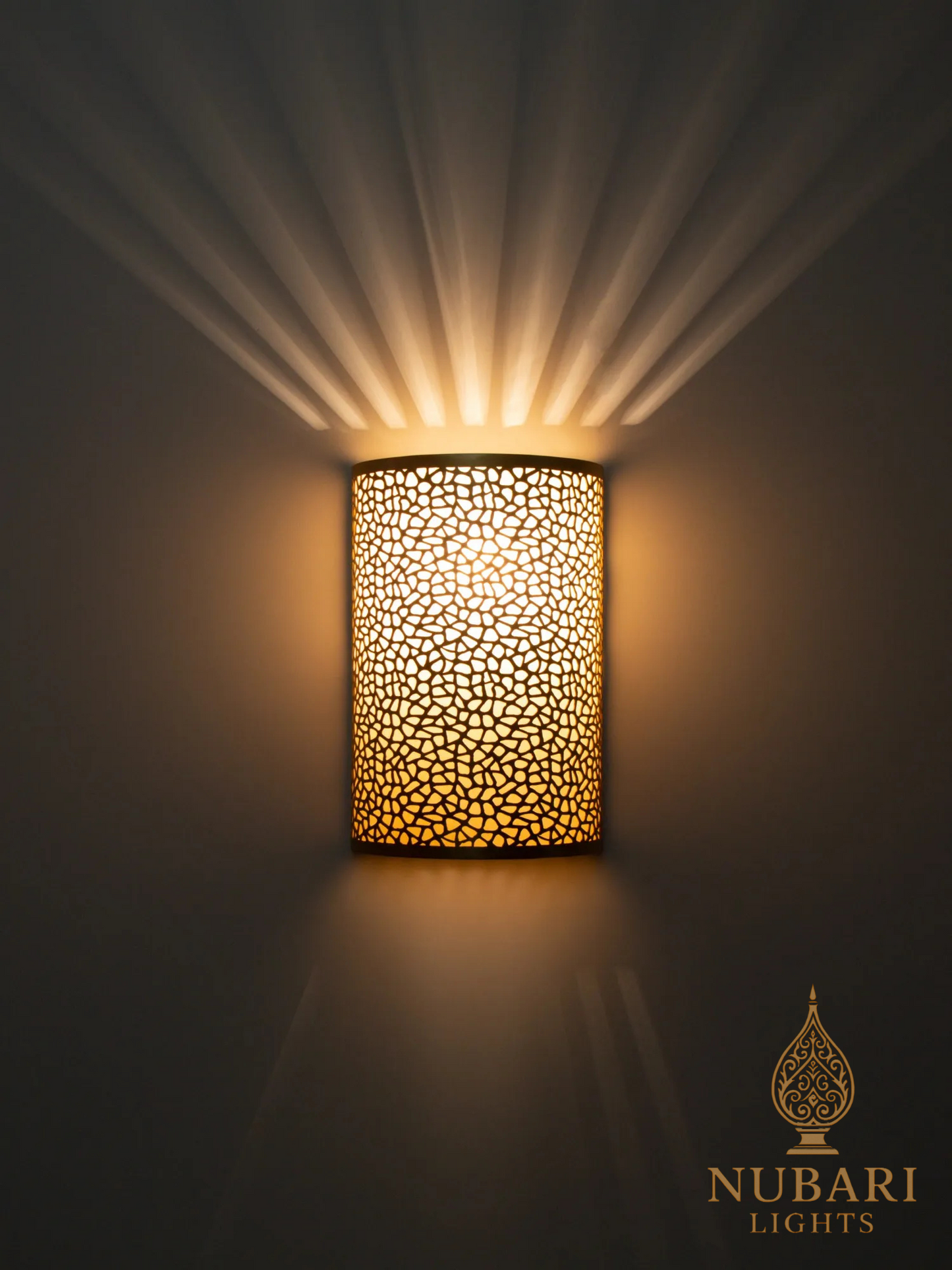 Handmade Moroccan Brass Wall Light – Cylindrical Pierced Sconce