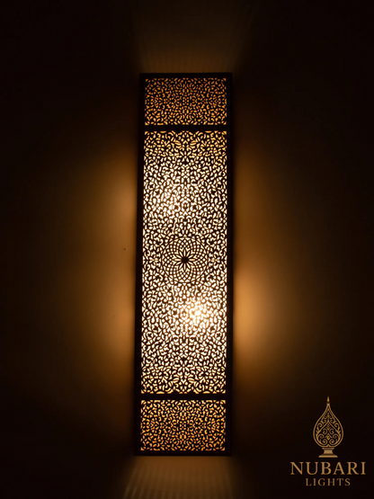 Handmade Moroccan Brass Wall Sconce – Rectangular Pierced Light