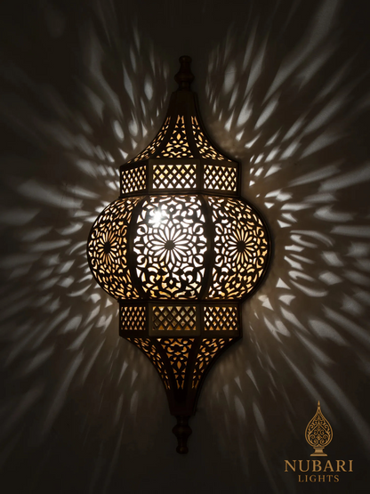 Handmade Moroccan Brass Wall Lantern – Pierced Oriental Sconce