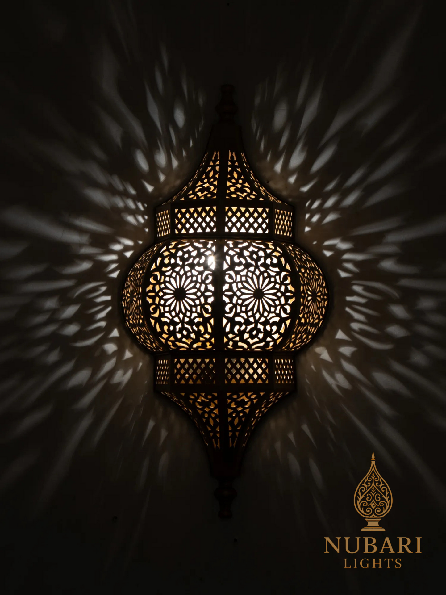 Handmade Moroccan Brass Wall Lantern – Pierced Oriental Sconce