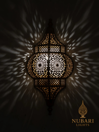 Handmade Moroccan Brass Wall Lantern – Pierced Oriental Sconce