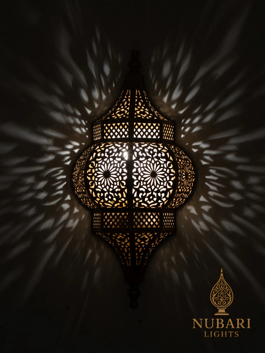 Handmade Moroccan Brass Wall Lantern – Pierced Oriental Sconce