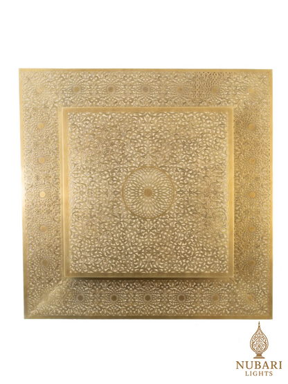 Moroccan Brass Flush Mount Ceiling Light – Handmade Square Pierced Lamp