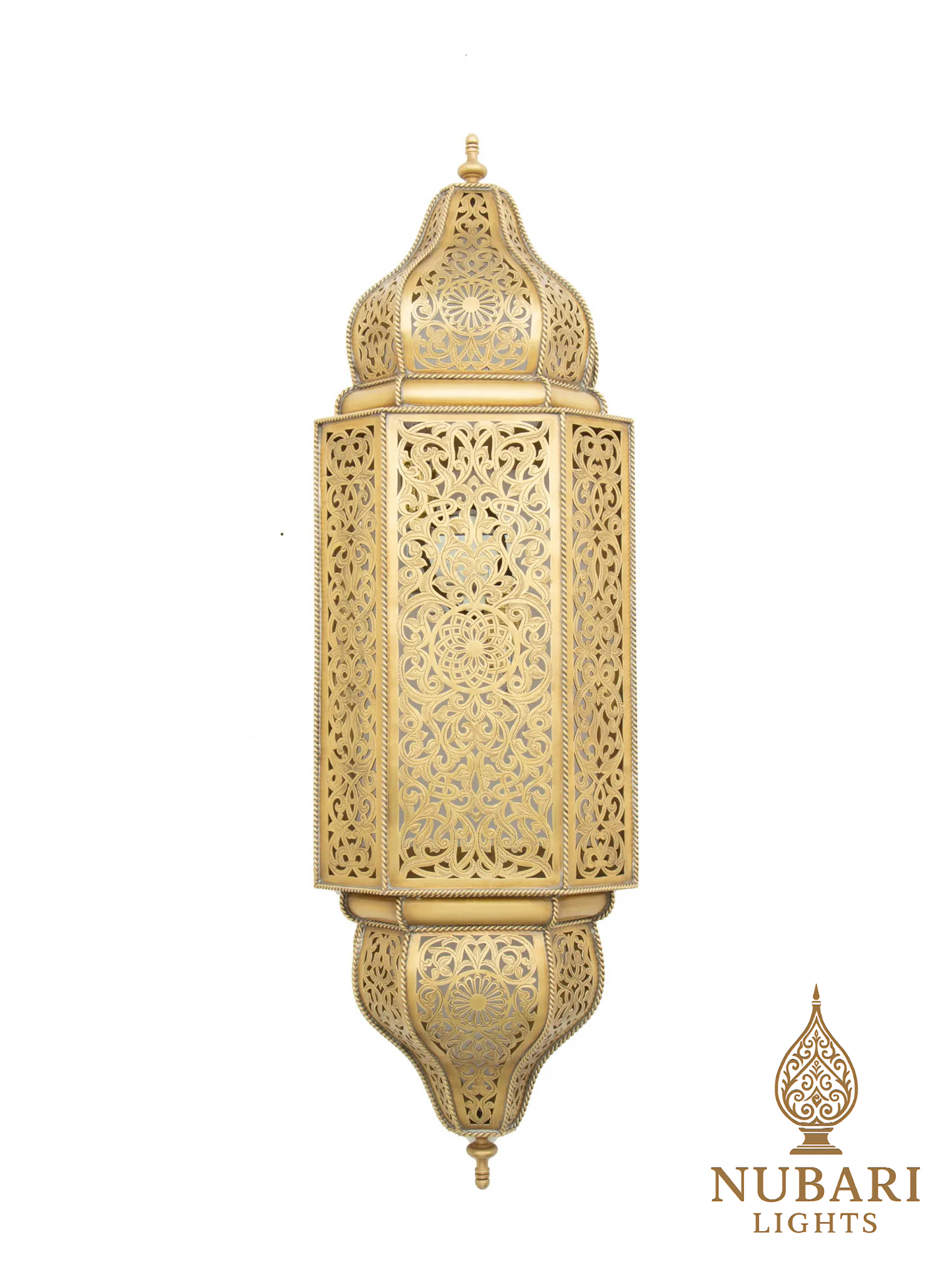Handmade Moroccan Brass Wall Lantern – Pierced Oriental Sconce