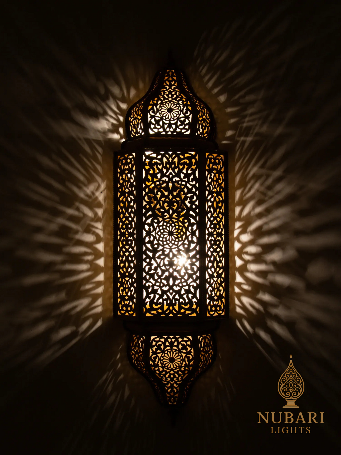 Handmade Moroccan Brass Wall Lantern – Pierced Oriental Sconce