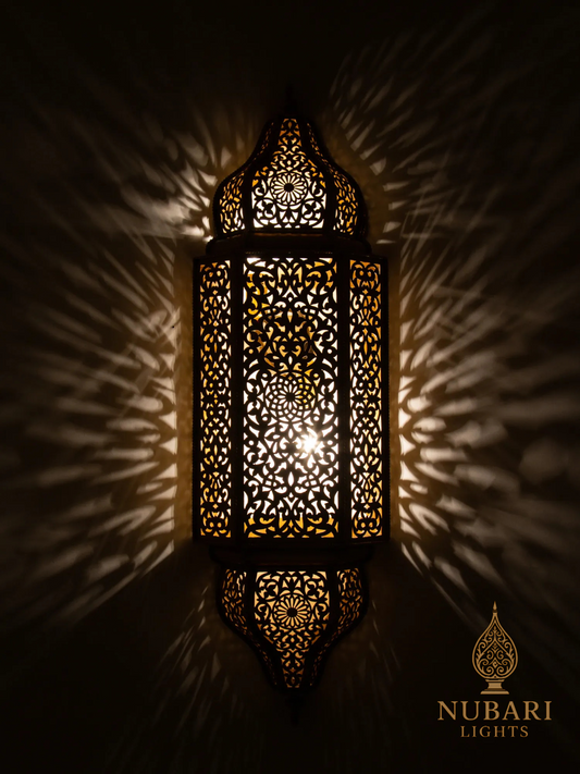 Handmade Moroccan Brass Wall Lantern – Pierced Oriental Sconce