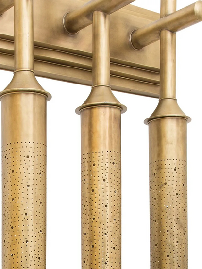 Handmade Moroccan Brass Triple Wall Light – Elongated Pierced Sconce