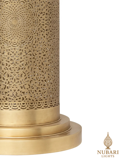 Handmade Moroccan Brass Cylinder Lantern – Tall Pierced Floor & Table Lamp